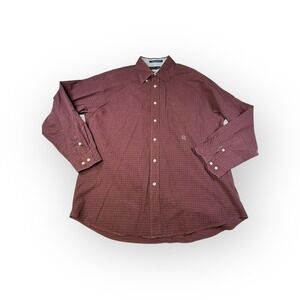 Tommy Hilfiger Red Plaid Button Down Shirt Mens XL Long Sleeve Casual Cotton